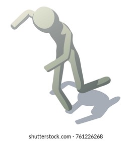 Stick man playing icon. Isometric illustration of stick man playing vector icon for web