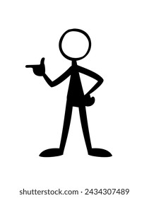 Strichmännchen, der mit der Hand zeigt. Silhouette. Vektorgrafik.