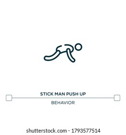 stick man push up vector line icon. Simple element illustration. stick man push up outline icon from behavior concept. Can be used for web and mobile
