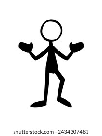 The stick man raised his hand. Representing don't know. Vector illustration