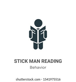 Stick man reading vector icon on white background. Flat vector stick man reading icon symbol sign from modern behavior collection for mobile concept and web apps design.