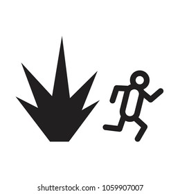 stick man run away from an explosion
