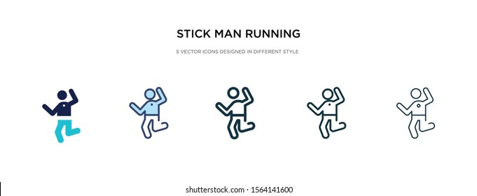 stick man running icon in different style vector illustration. two colored and black stick man running vector icons designed in filled, outline, line and stroke style can be used for web, mobile, ui