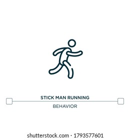 stick man running vector line icon. Simple element illustration. stick man running outline icon from behavior concept. Can be used for web and mobile

