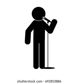 stick man say into microphone