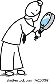 Stick man searching on white background