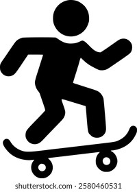 stick man skateboarder silhouette style sign, symbol, vector, art