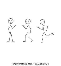 Stick Man Sketch Different Poses Standing Stock Vector (Royalty Free ...