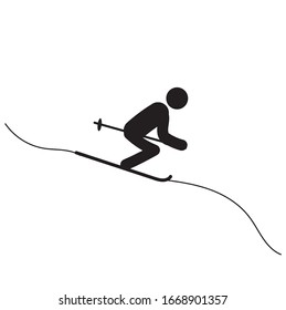 Hombre palo esquiando por la montaña Deporte de invierno