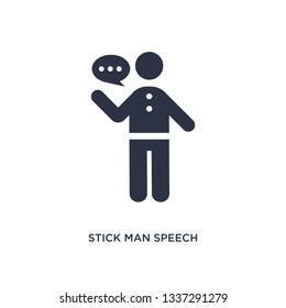 stick man speech isolated icon. Simple element illustration from behavior concept. stick man speech editable logo symbol design on white background. Can be use for web and mobile.