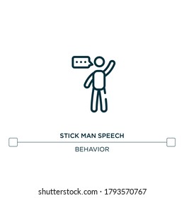 stick man speech vector line icon. Simple element illustration. stick man speech outline icon from behavior concept. Can be used for web and mobile
