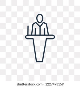 Stick Man Speech vector outline icon isolated on transparent background, high quality linear Stick Man Speech transparency concept can be used web and mobile