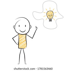 stick man standing with the new idea in speech bubble.business concept.
