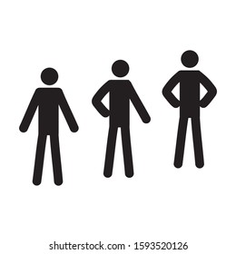 stick man stands in various poses isolated on white background