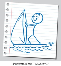 Stick man surfer