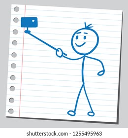 Stick man taking selfie