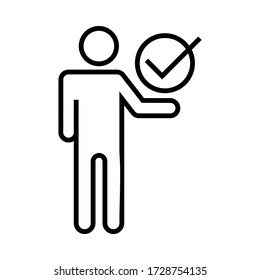 Stick man with tick design. Human figures icon. Vector stock illustration.