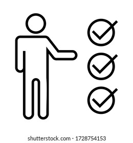 Stick man with tick design. Human figures icon. Vector stock illustration.