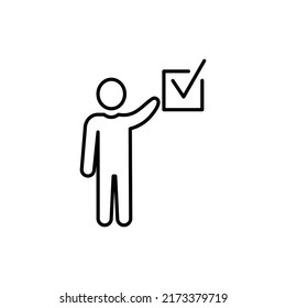 Stick man with tick design. Human figures icon. Vector stock illustration. eps 10
