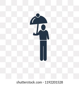 Stick Man with Umbrella vector icon isolated on transparent background, Stick Man with Umbrella transparency concept can be used web and mobile