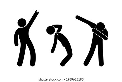 stick man vector, various poses and gestures, isolated pictograms of people, dancer icon