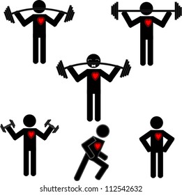 Stick man workout with heart