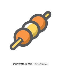 Stick with Meat barbecue skewers Vector icon Cartoon illustration