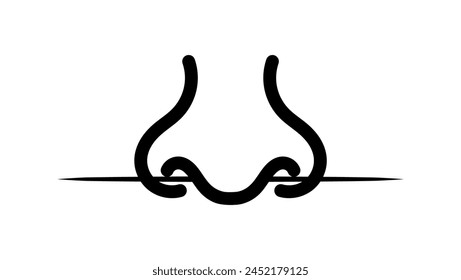 stick in the nose, black isolated silhouette