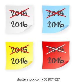 Stick note 2015 2016 on a white background. Vector illustration.