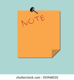 stick note with black pin-vector