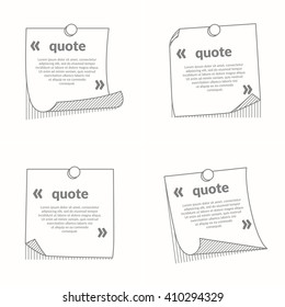Stick note isolated on white background. Template for quotation with quotation marks.