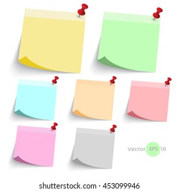 Stick note paper, sticker,note,label, art style with Color set Isolate on white  background  set of paper note blank frame for you design,vector design element  illustration 