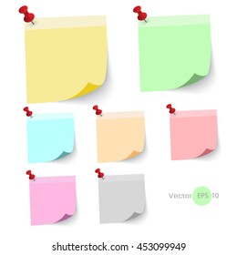 Stick note paper, sticker,note,label, art style with Color set Isolate on white  background  set of paper note blank frame for you design,vector design element  illustration 