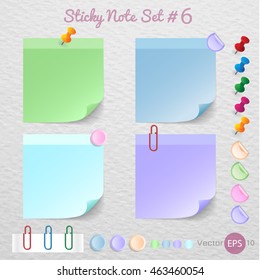 Stick note paper, sticker,note,label, art style with Color set Isolate on white  background  set of paper note blank frame for you design,vector design element  illustration 