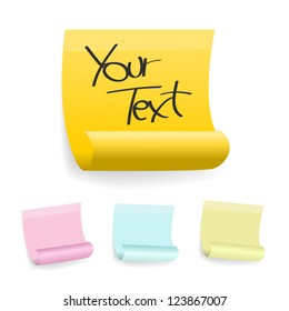 Stick note set on white background, vector.