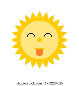 Stick out tongue sun, funny sun character 