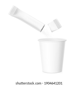Stick package with coffee cup. Vector illustration. Best solution for presentation your brand, design, promo and etc. EPS10.
