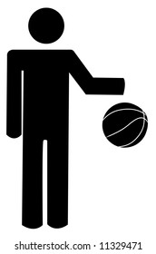 stick person figure bouncing a basketball - vector