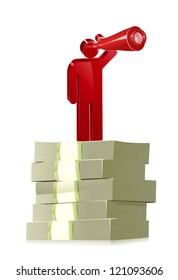 Stick Person Looking for Money