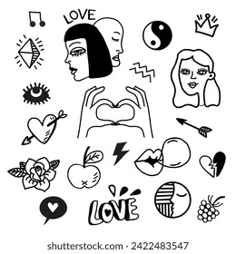 stick and poke style contour icons