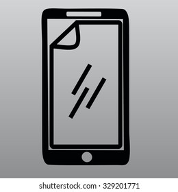 stick the protective film on the screen vector icon