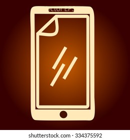 stick the protective film on the screen vector icon