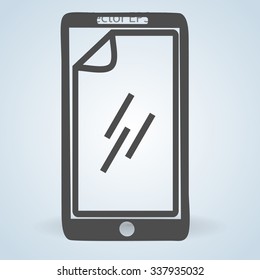 stick the protective film on the screen vector icon
