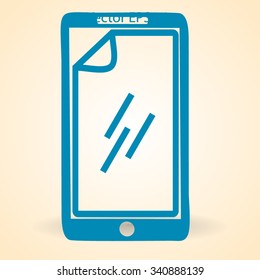 stick the protective film on the screen vector icon