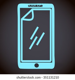 stick the protective film on the screen vector icon