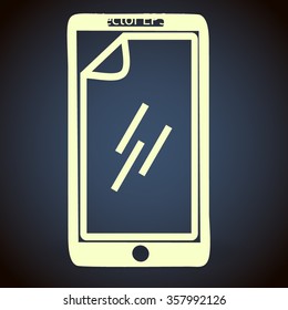 stick the protective film on the screen vector icon