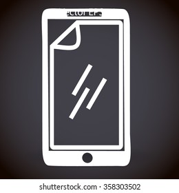 stick the protective film on the screen vector icon