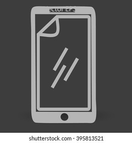 stick the protective film on the screen vector icon