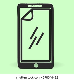 stick the protective film on the screen vector icon