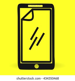 stick the protective film on the screen vector icon